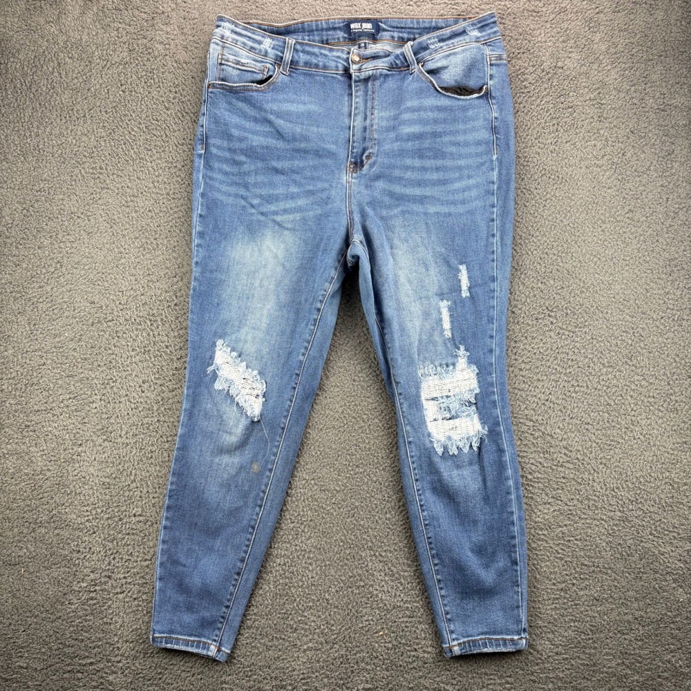 Wax Jean Womens Size 20 Dark Wash Distressed Skinny Jeans Los Angeles California